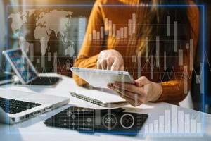 Intelligence and business analytics  with dashboard concept.Website designer working photo