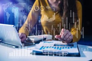 Intelligence and business analytics with dashboard concept.Website designer working photo