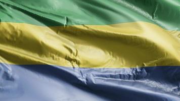 Gabon vlag zwaaien op de wind-lus. gabonese banner zwaaiend op de wind. volledige vulling achtergrond. 10 seconden lus. video