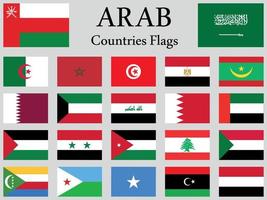 Set of The 22 Arab Countries Flags Design vector