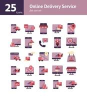 Online Delivery Service flat icon set. vector