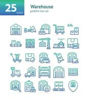 Warehouse gradient icon set. vector