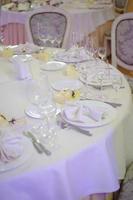 Beautiful flowers on table in wedding day photo