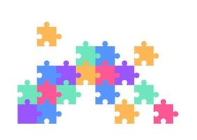 Puzzle Pieces Jigsaw Colorful Flat Vector Illustration