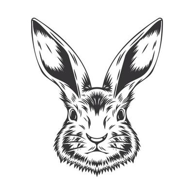 Rabbit line art. vintage. Bunny tattoo or easter event print design vector illustration.