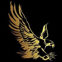 Eagle flying over black background vector