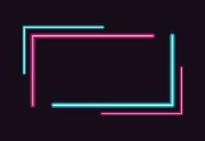 Neon square frame background. Blue and pink light moving design template. Vector illustration