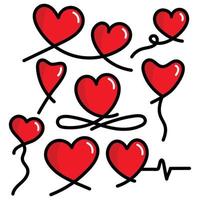 diseño de colección de corazón de amor dibujado a mano. garabatear corazones. ilustración vectorial vector