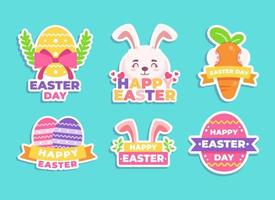 linda colección de pegatinas del día de pascua vector