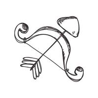 vector de icono de doodle de flecha y arco