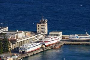 Yalta, Crimea-March 14, 2015 - Urban landscape with views of the seaport and ships. photo