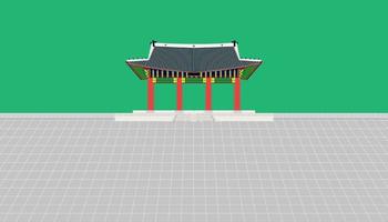 injeongmun gate long wall and large courtyard at changedoekgung palace in seoul south korea vector illustration eps10