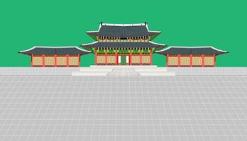 mini building and long wall and large courtyard at changedoekgung palace in seoul south korea vector illustration eps10