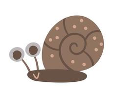 Vector flat crawling snail icon. Funny woodland mollusk. Cute forest animalistic illustration for kids isolated on white background