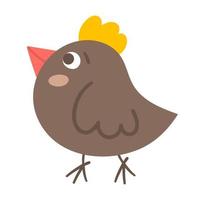 icono de pájaro marrón vectorial aislado sobre fondo blanco. símbolo tradicional de primavera y elemento de diseño. lindo animal con ilustración de penacho amarillo para niños vector