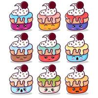 all kinds of cute cake cartoon flavors vector