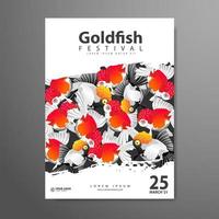 Poster design. Goldfish festival, with a colorful fish background. vector