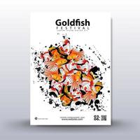 Poster design. Goldfish festival, with a colorful fish background. vector