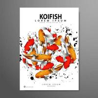 Diseño de posters. festival de peces koi, con un colorido fondo de peces. vector