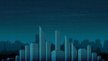 The urban landscape of the future without electricity on a dark night. Starry sky over the city towers vector