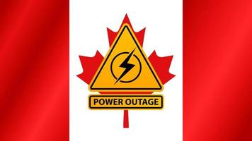 Power outage, yellow warning sign on the background of the flag of Canada vector