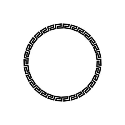 Black and white circular frame with Ancient Greek ornament pattern vector. Template for printing cards, invitations, books, for textiles, engraving, wooden furniture, forging. Vector illustration