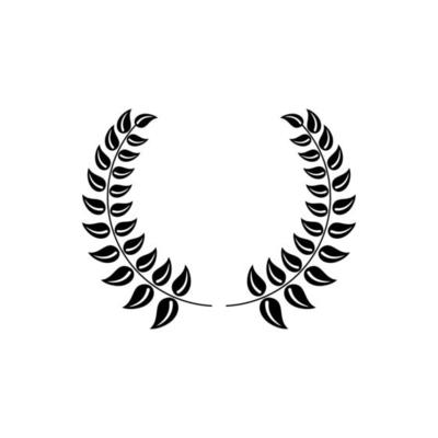 Laurel wreath icon isolated on white background. Emblem made of laurel branches. Laurel leaves symbol of high quality olive plants. Vector illustration. EPS 10