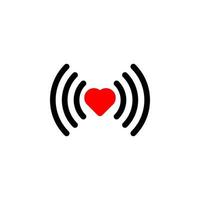Heart wifi. Vector heart connect icon in flat style. Heart signal. Red wifi icon in flat style isolated on white background. Love connection.Wifi hotspot signal. Love signal.