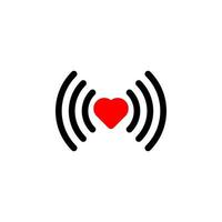 Wi-Fi del corazón. icono de conexión de corazón vectorial en estilo plano. señal del corazón icono wifi rojo en estilo plano aislado sobre fondo blanco. Conexión de amor. Señal de punto de acceso wifi. señal de amor. vector