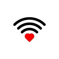 Heart wifi. Vector heart connect icon in flat style. Heart signal. Red wifi icon in flat style isolated on white background. Love connection.Wifi hotspot signal. Love signal.
