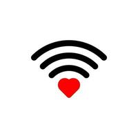 Wi-Fi del corazón. icono de conexión de corazón vectorial en estilo plano. señal del corazón icono wifi rojo en estilo plano aislado sobre fondo blanco. Conexión de amor. Señal de punto de acceso wifi. señal de amor. vector