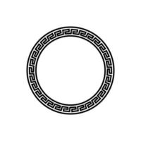 Black and white circular frame with Ancient Greek ornament pattern vector. Template for printing cards, invitations, books, for textiles, engraving, wooden furniture, forging. Vector illustration
