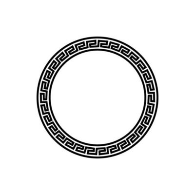 Black and white circular frame with Ancient Greek ornament pattern vector. Template for printing cards, invitations, books, for textiles, engraving, wooden furniture, forging. Vector illustration