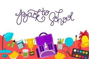 A banner back to school with a place to insert text. Vector illustration in a flat style. School attributes.