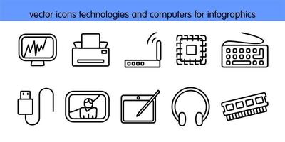 vector icons technologies and computers for infographics