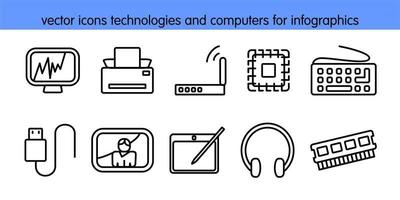 vector icons technologies and computers for infographics