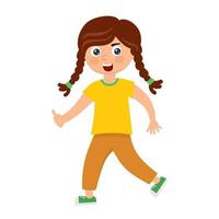 A funny girl with pigtails in a cartoon style. Vector illustration.