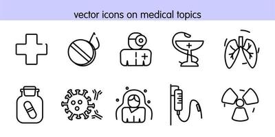 iconos vectoriales sobre temas médicos vector