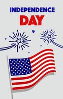 Vector banner for the US Independence Day. US flag, salute, stars