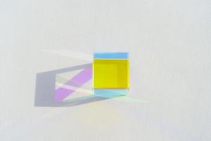 Cubic rainbow prism on a white background photo