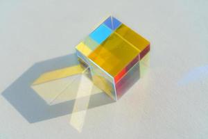 Cubic rainbow prism on a white background photo