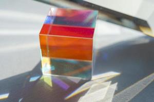 Cubic rainbow prism on a white background photo