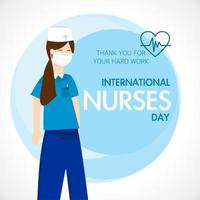 International Nurse's Day. Postcard, banner for the holiday. Vector illustration. Medicine, masks, medical workers.