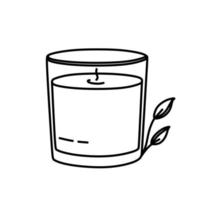 A candle in a glass cup. Magic symbols doodles from the boho period mystical hand-drawn elements. Magical vector elements