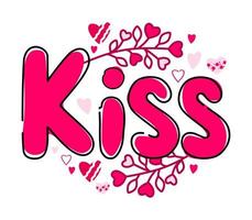 Illustration of a kiss in the style of lettering. world kiss day. Banner for websites, apps, T-shirts, mugs, and printing. vector