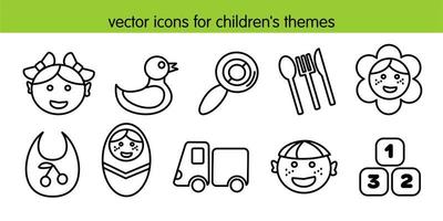 iconos vectoriales para temas infantiles vector