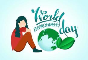 día Mundial del Medio Ambiente. pancarta sobre el tema de la ecología y el cuidado de la naturaleza. planeta Tierra. vector