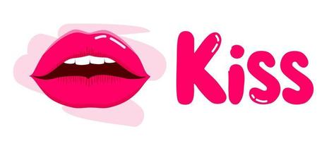 Illustration of a kiss in pink. world kissing day. Banner for websites, apps, T-shirts, mugs, and print. vector