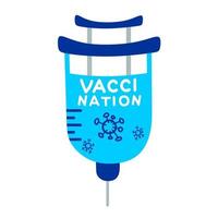 Vaccination illustration on the topic of the pandemic and prevention of coronavirus infection. Injection of the vaccine and serum. Medicine during an epidemic. vector