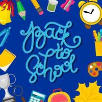 3.epsA banner back to school with a place to insert text. illustration in a flat style. School attributes. vector